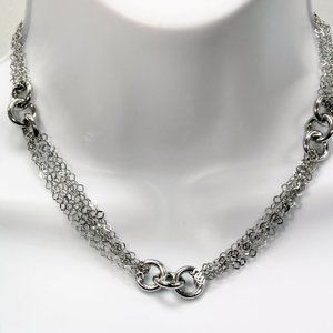 New 925 Silver Multi Strand 16 Inch Chain Necklace